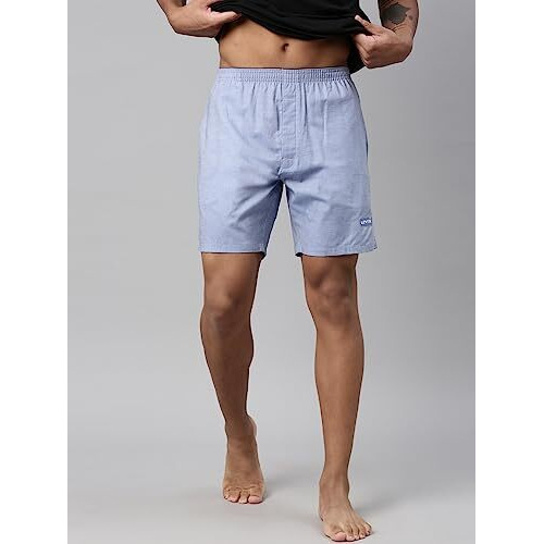 Levi's Men's Cotton Style 028 Plain Woven Regular Fit Solid Boxer (Pack Of 1) (028-Boxer Shorts_Blue Melange_M)
