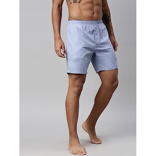 Levi's Men's Cotton Style 028 Plain Woven Regular Fit Solid Boxer (Pack Of 1) (028-Boxer Shorts_Blue Melange_M)