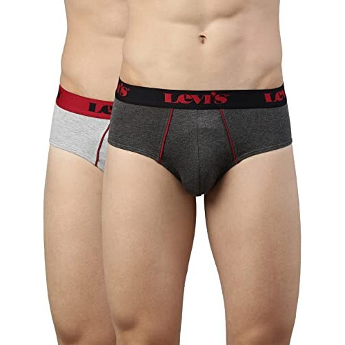 Levi's Men's Cotton Style 065 Ultra Regular Fit (Pack Of 2) (065-Ultra Brief-Lgm,Dgm-P2_Light, Dark Grey Melange_L)