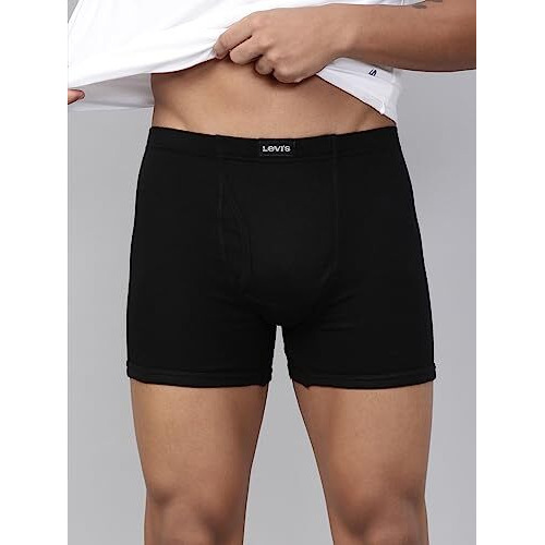 Levi's Men's Pure Cotton Classic Boxer Briefs (Pack Of 2) (Style010_Riffle Green,Black