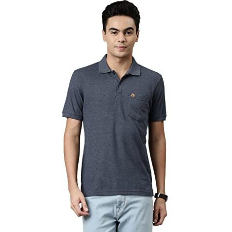 Dixcy Scott Maximus Men's Solid With Brand Logo Polo Collar Short Sleeves With Pocket | Button Closure Cotton T-Shirt - Punch Polo