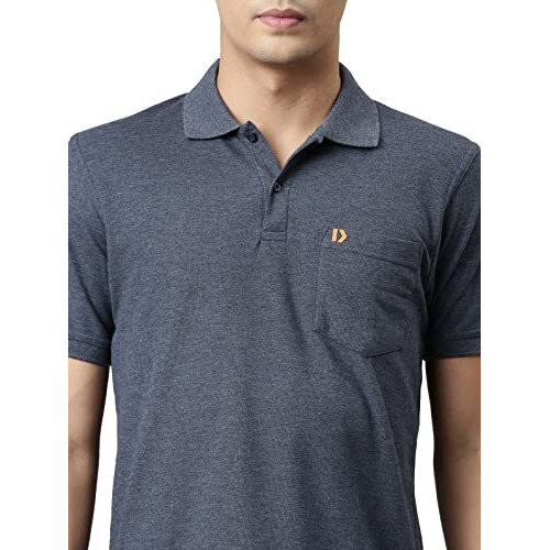 Dixcy Scott Maximus Men's Solid With Brand Logo Polo Collar Short Sleeves With Pocket | Button Closure Cotton T-Shirt - Punch Polo