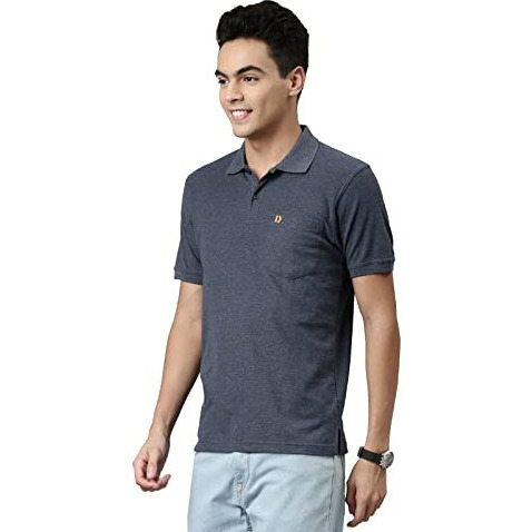 Dixcy Scott Maximus Men's Solid With Brand Logo Polo Collar Short Sleeves With Pocket | Button Closure Cotton T-Shirt - Punch Polo