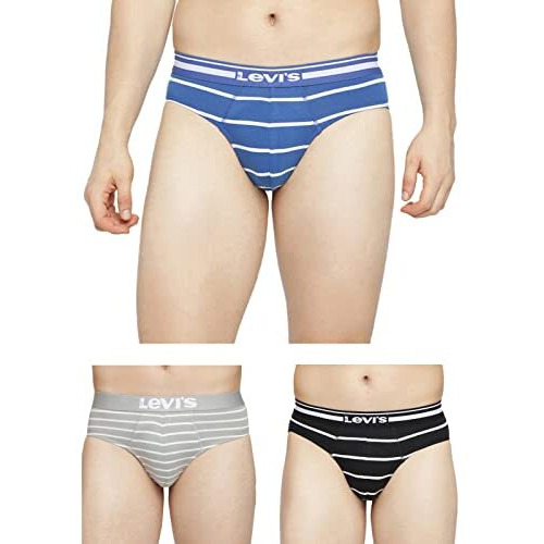 Levi's Men's Cotton Modern Regular Fit Solid Briefs (Pack Of 3) (005-Brief-Asst-P3_Assorted_M)