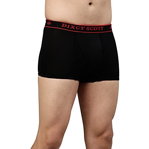 Dixcy Scott Men's Cotton Originals Trunk Snug Fit Solid Innerwear - Swish Trunk(Black - Pack Of 3 )-X-Large