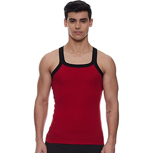 Dixcy Scott-Men-Innerwear-(Category)-Vest-(Style Id)-K1-Pr47677-(Color)-Grey Melange,Red-Pack Of2-(Size)L