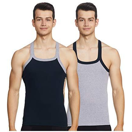 Dixcy Scott-Men-Innerwear-(Category)-Vest-(Style Id)-K1-Pr47687-(Color)-Grey Melange,Navy-Pack Of2-(Size)L