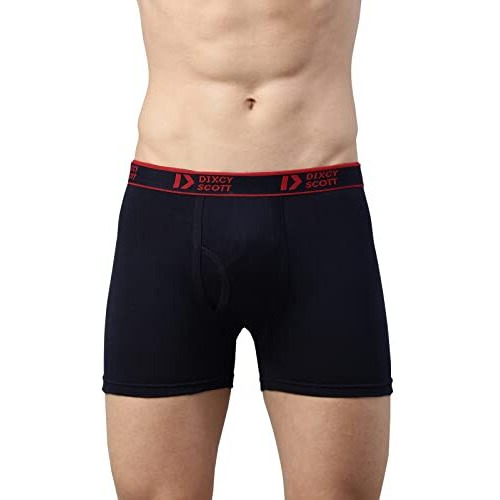 Dixcy Scott Originals Mens Modern Regular Solid Pure Cotton Trunks (Pr14841190_Navy,Grey Mel,Coffee Brown_L)