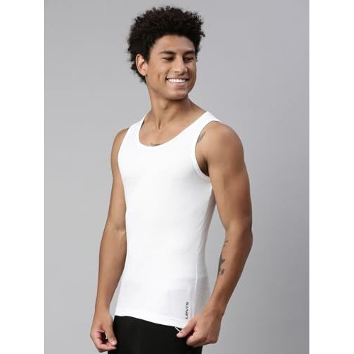 Levi's Men's Solid Regular Fit Vest (Style013_White