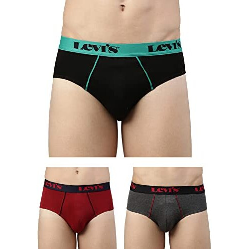 Levi's 065 Ultra Brief For Men With Contoured Double Pouch, Tag Free Comfort & Smartskin Technology (Pack Of 3) Assorted