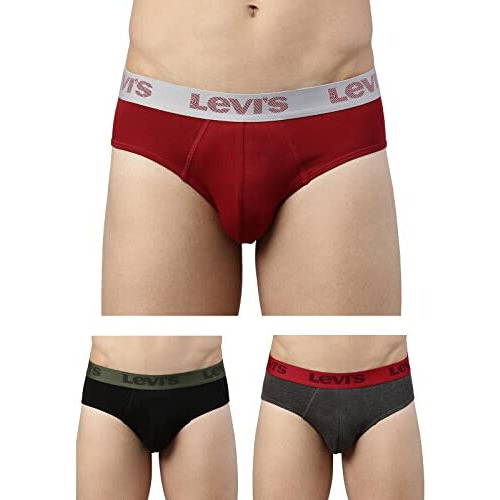 Levi's Men's Cotton Blend Style 066 Active Regular Fit Solid Brief (Pack Of 3) (Style-66-P3_Assorted_L)