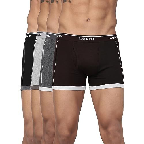 Levi's Men's Cotton Classic Regular Fit Boxer Brief (Pack Of 4) (Style-007A_Assorted_L)