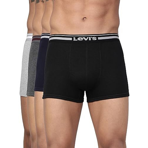 Levi's Cotton 003 Comfort Trunk For Men With Contoured Double Pouch, Tag Free Comfort & Smartskin Technology (Pack Of 4) Assorted