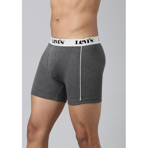 Levi's Men's Pure Cotton Classic Solid Trunks (Pack Of 1) (Style007A_Dark Grey Mel