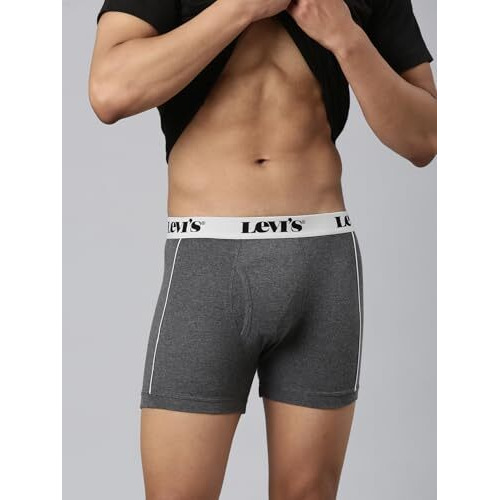 Levi's Men's Pure Cotton Classic Solid Trunks (Pack Of 1) (Style007A_Dark Grey Mel