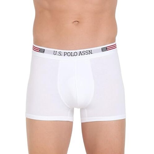 U.S. Polo Assn. Men's Solid Trunks (I660-001-Pl_White_M)