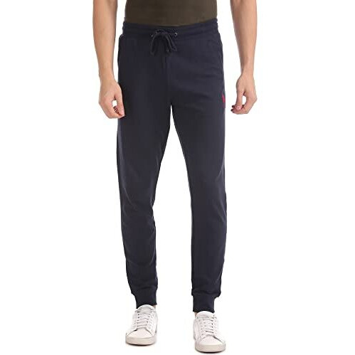 U.S. Polo Assn. Men Mid Rise Drawstring Waist Solid I604 Joggers - Pack Of 1 (Navy Xl)