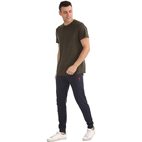 U.S. Polo Assn. Men Mid Rise Drawstring Waist Solid I604 Joggers - Pack Of 1 (Navy Xl)