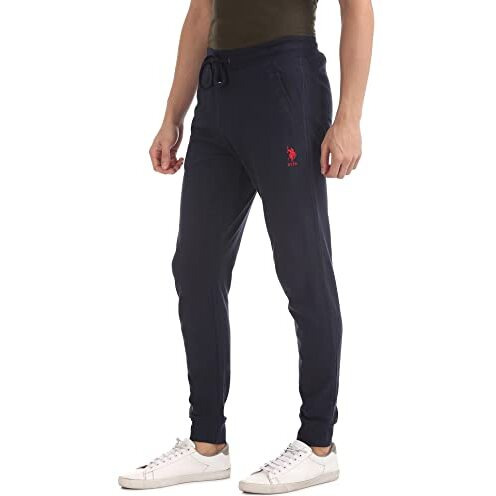U.S. Polo Assn. Men Mid Rise Drawstring Waist Solid I604 Joggers - Pack Of 1 (Navy Xl)