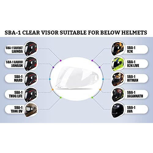 Steelbird Sba-1 Helmet Visor Compatible For All Sba-1 Model Helmets (Clear Visor)