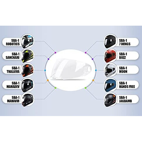Steelbird Sba-1 Helmet Visor Compatible For All Sba-1 Model Helmets (Clear Visor)