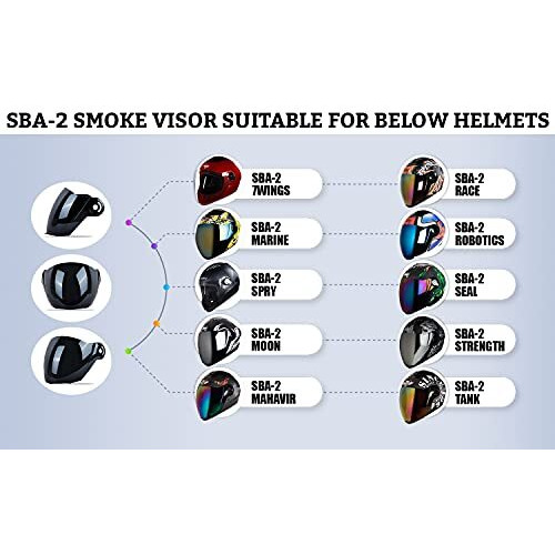 Steelbird Sba-2 Helmet Visor Compatible For All Sba-2 And Sba-3 Model Helmets (Smoke Visor)
