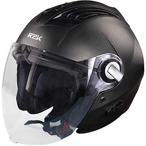 Steelbird Sba-3 R2K Classic Isi Certified Open Face Helmet (Large 600 Mm, Black With Clear Visor )