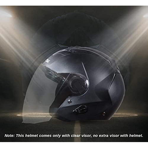 Steelbird Sba-3 R2K Classic Isi Certified Open Face Helmet (Large 600 Mm, Black With Clear Visor )