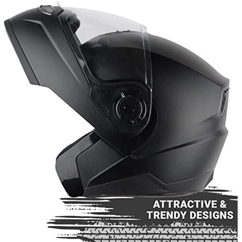Steelbird Sba-7 7Wings Isi Certified Flip-Up Helmet For Men And Women (X-Large 620 Mm, Dashing Black With Clear Visor)
