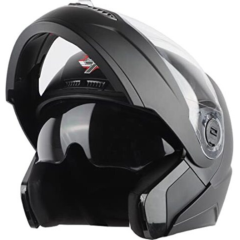 Steelbird Sba-7 7Wings Isi Certified Flip-Up Helmet For Men And Women With Inner Sun Shield (X-Large 620 Mm, Matt Black)