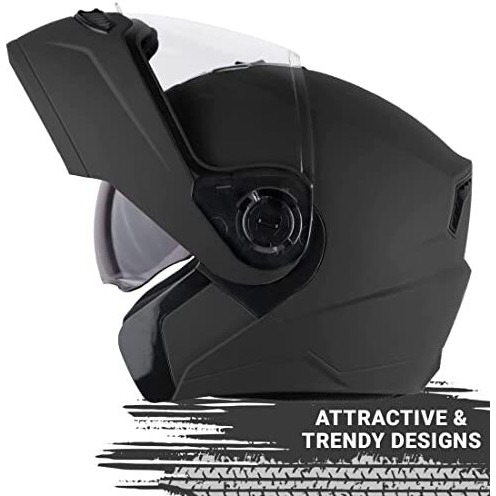 Steelbird Sba-7 7Wings Isi Certified Flip-Up Helmet For Men And Women With Inner Sun Shield (X-Large 620 Mm, Matt Black)