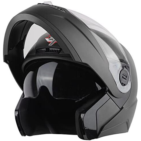 Steelbird Sba-7 7Wings Isi Certified Flip-Up Helmet For Men And Women With Inner Smoke Sun Shield (Medium 580 Mm, Dashing Black)