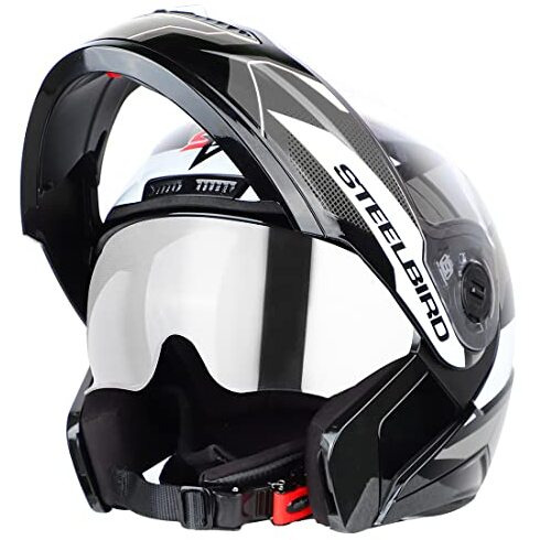 Steelbird Sba-7 Huracan Isi Certified Flip-Up Helmet For Men And Women With Inner Sun Shield(Matt Black Grey, Large 600 Mm)