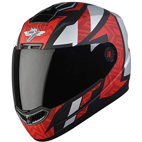 Steelbird Sba-1 Cesar Isi Certified Full Face Graphic Helmet (Medium 580 Mm, Matt Black Red With Smoke Visor)
