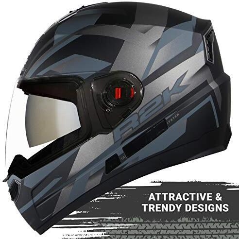 Steelbird Sba-1 R2K Double Visor Full Face Graphics Abs Helmet, Inner Silver Sun Shield And Outer Clear Visor (Medium 580 Mm, Matt Black Grey)