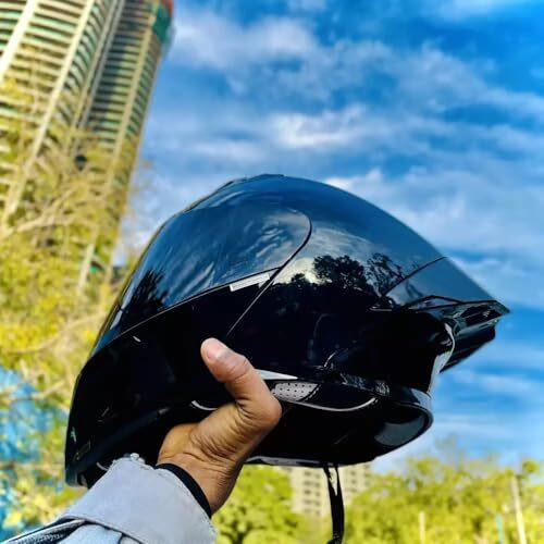 Steelbird Sba-20 7Wings Isi Certified Flip-Up Helmet With Black Spoiler For Men And Women With Inner Smoke Sun Shield (X-Large 620 Mm, Glossy Black With Smoke Visor)