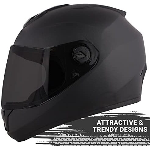 Steelbird Sbh-11 7Wings Isi Certified Full Face Helmet For Men And Women(Large 600 Mm, Dashing Black With Smoke Visor)