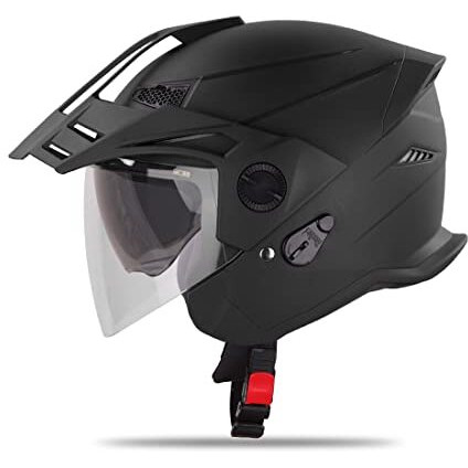 Steelbird Sbh-23 Gt Plus Open Face Isi Certified Helmet With Inner Sun Shield (Large 600 Mm, Dashing Black)
