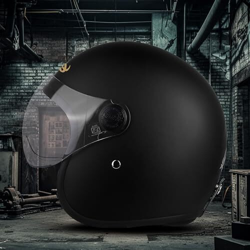 Steelbird Sbh-54 Retro Isi Certified Open Face Motorcycling Helmet For Men And Women(X-Large 620 Mm,Matt Black)