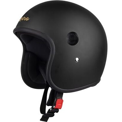 Steelbird Sbh-55 Retro Isi Certified Open Face Helmet For Men And Women (X-Large 620 Mm, Matt Black)
