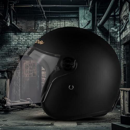 Steelbird Sbh-56 Retro Isi Certified Open Face Helmet For Men And Women (X-Large 620 Mm, Matt Black)