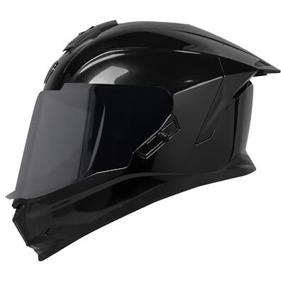 Steelbird Sbh-57 Fighter Isi Certified Full Face Helmet For Men And Women With Inner Chrome Sun Shield (Medium 580 Mm, Glossy Steelbird Black)