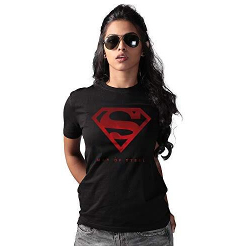 The Souled Store Superman Iconic Emblem Mens And Womens Graphic Printed Cotton T-Shirt Black T-Shirts Fashionable Trendy Graphic Prints Pop Culture Merchandise