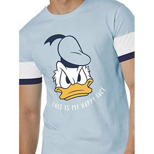 The Souled Store|Donald Duck Happy Face Round Neck Mens And Boys T-Shirt|Graphic Printed Half Sleeve|100% Cotton Blue Color T-Shirt