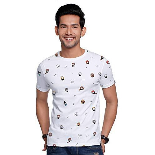 The Souled Store Harry Potter Character Pattern S S Graphic Printed Cotton T-Shirt White T Shirt For Men Round Neck Half Sleeve Printed Breathable Cotton Stylish Dry Fit