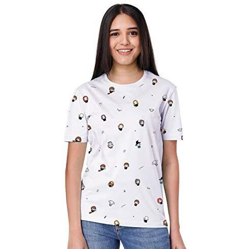 The Souled Store Harry Potter Character Pattern S S Graphic Printed Cotton T-Shirt White T Shirt For Men Round Neck Half Sleeve Printed Breathable Cotton Stylish Dry Fit