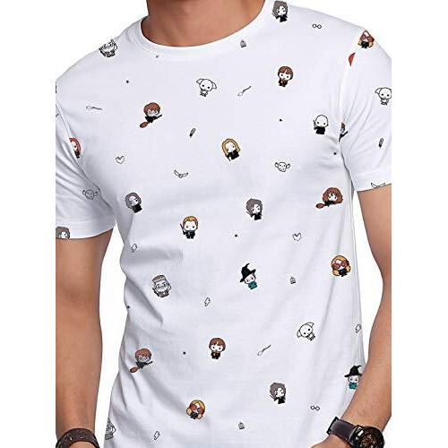 The Souled Store Harry Potter Character Pattern S S Graphic Printed Cotton T-Shirt White T Shirt For Men Round Neck Half Sleeve Printed Breathable Cotton Stylish Dry Fit