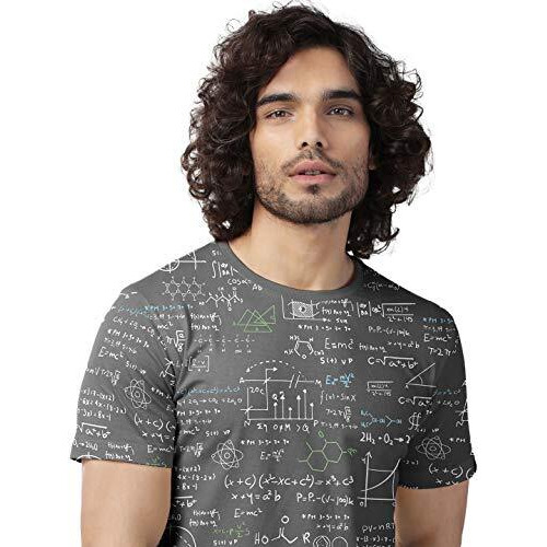 The Souled Store Nerdy Equations Mens And Womens Graphic Printed Cotton T-Shirts Grey