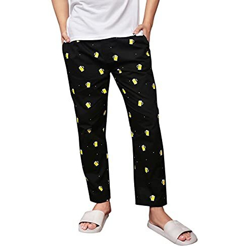 The Souled Store Beer Pattern Mens And Boys Graphic Printed Cotton Pajamas Black Pajamas Fashionable Trendy Graphic Prints Pop Culture Merchandise