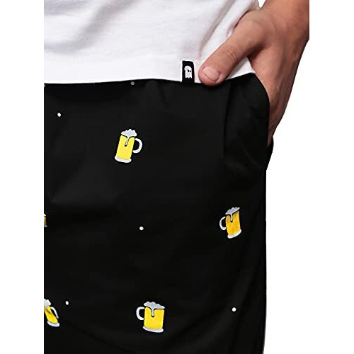 The Souled Store Beer Pattern Mens And Boys Graphic Printed Cotton Pajamas Black Pajamas Fashionable Trendy Graphic Prints Pop Culture Merchandise